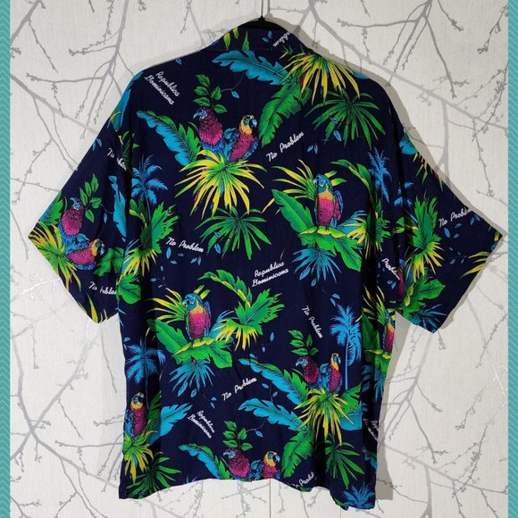 Arena Rainbow Colorful Tropical Printed 100% Cotton Button Front Camp Shirt - Picture 3 of 4